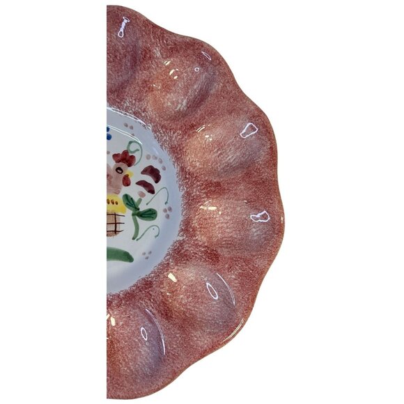 VTG Sigma Taste Setter Hand-Painted Ceramic Pink Rooster Egg Serving Plate 11" - Picture 4 of 7